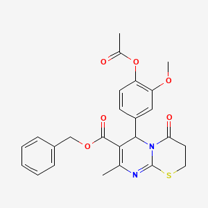 molecular formula C25H24N2O6S B11591189 benzyl 6-[4-(acetyloxy)-3-methoxyphenyl]-8-methyl-4-oxo-3,4-dihydro-2H,6H-pyrimido[2,1-b][1,3]thiazine-7-carboxylate CAS No. 609795-84-8