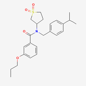 molecular formula C24H31NO4S B11591211 N-(1,1-dioxidotetrahydrothiophen-3-yl)-N-[4-(propan-2-yl)benzyl]-3-propoxybenzamide 