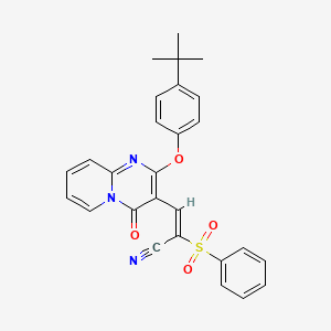 molecular formula C27H23N3O4S B11591636 (2E)-3-[2-(4-tert-butylphenoxy)-4-oxo-4H-pyrido[1,2-a]pyrimidin-3-yl]-2-(phenylsulfonyl)prop-2-enenitrile 