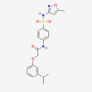 molecular formula C21H23N3O5S B11591745 N-{4-[(5-methyl-1,2-oxazol-3-yl)sulfamoyl]phenyl}-2-[3-(propan-2-yl)phenoxy]acetamide 