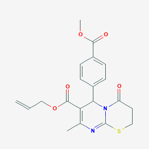 molecular formula C20H20N2O5S B11591861 prop-2-en-1-yl 6-[4-(methoxycarbonyl)phenyl]-8-methyl-4-oxo-2H,3H,4H,6H-pyrimido[2,1-b][1,3]thiazine-7-carboxylate 