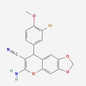 molecular formula C18H13BrN2O4 B11592111 6-amino-8-(3-bromo-4-methoxyphenyl)-8H-[1,3]dioxolo[4,5-g]chromene-7-carbonitrile 