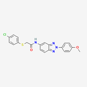 molecular formula C21H17ClN4O2S B11592446 2-[(4-chlorophenyl)sulfanyl]-N-[2-(4-methoxyphenyl)-2H-benzotriazol-5-yl]acetamide 