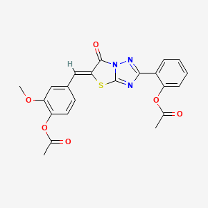 molecular formula C22H17N3O6S B11592772 2-{(5Z)-5-[4-(acetyloxy)-3-methoxybenzylidene]-6-oxo-5,6-dihydro[1,3]thiazolo[3,2-b][1,2,4]triazol-2-yl}phenyl acetate 