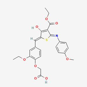 molecular formula C25H25NO8S B11593046 {2-ethoxy-4-[(4-(ethoxycarbonyl)-5-(4-methoxyanilino)-3-oxo-2(3H)-thienylidene)methyl]phenoxy}acetic acid 