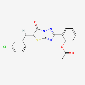 molecular formula C19H12ClN3O3S B11593090 2-[(5Z)-5-(3-chlorobenzylidene)-6-oxo-5,6-dihydro[1,3]thiazolo[3,2-b][1,2,4]triazol-2-yl]phenyl acetate 