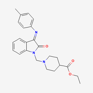 molecular formula C24H27N3O3 B11593103 Ethyl 1-{[(3E)-3-[(4-methylphenyl)imino]-2-oxo-2,3-dihydro-1H-indol-1-YL]methyl}piperidine-4-carboxylate 