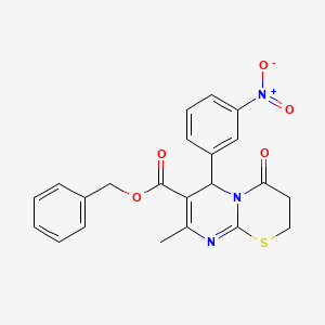 molecular formula C22H19N3O5S B11593106 benzyl 8-methyl-6-(3-nitrophenyl)-4-oxo-2H,3H,4H,6H-pyrimido[2,1-b][1,3]thiazine-7-carboxylate 