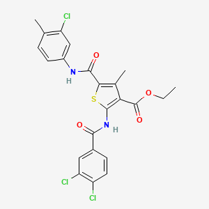 molecular formula C23H19Cl3N2O4S B11593189 Ethyl 5-[(3-chloro-4-methylphenyl)carbamoyl]-2-{[(3,4-dichlorophenyl)carbonyl]amino}-4-methylthiophene-3-carboxylate 