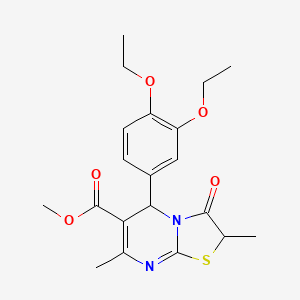 molecular formula C20H24N2O5S B11593238 methyl 5-(3,4-diethoxyphenyl)-2,7-dimethyl-3-oxo-2,3-dihydro-5H-[1,3]thiazolo[3,2-a]pyrimidine-6-carboxylate 