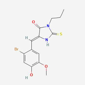 molecular formula C14H15BrN2O3S B11593253 (5Z)-5-[(2-bromo-4-hydroxy-5-methoxyphenyl)methylidene]-3-propyl-2-sulfanylideneimidazolidin-4-one 