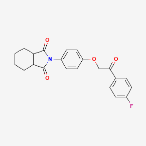 molecular formula C22H20FNO4 B11593317 2-{4-[2-(4-fluorophenyl)-2-oxoethoxy]phenyl}hexahydro-1H-isoindole-1,3(2H)-dione 