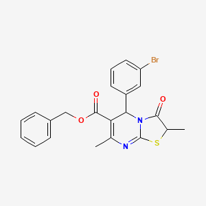 molecular formula C22H19BrN2O3S B11593336 benzyl 5-(3-bromophenyl)-2,7-dimethyl-3-oxo-2,3-dihydro-5H-[1,3]thiazolo[3,2-a]pyrimidine-6-carboxylate 