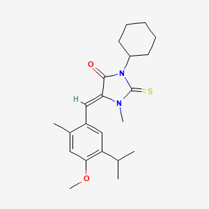 molecular formula C22H30N2O2S B11593345 (5Z)-3-cyclohexyl-5-[4-methoxy-2-methyl-5-(propan-2-yl)benzylidene]-1-methyl-2-thioxoimidazolidin-4-one 
