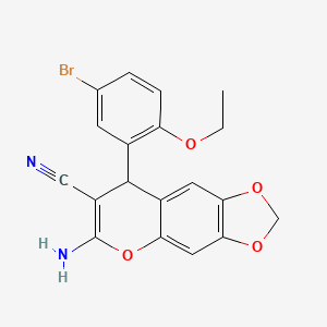 molecular formula C19H15BrN2O4 B11593359 6-amino-8-(5-bromo-2-ethoxyphenyl)-8H-[1,3]dioxolo[4,5-g]chromene-7-carbonitrile 