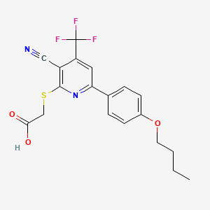 molecular formula C19H17F3N2O3S B11593437 2-[6-(4-butoxyphenyl)-3-cyano-4-(trifluoromethyl)pyridin-2-yl]sulfanylacetic Acid 