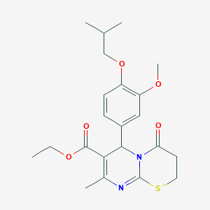 molecular formula C22H28N2O5S B11593562 ethyl 6-(4-isobutoxy-3-methoxyphenyl)-8-methyl-4-oxo-3,4-dihydro-2H,6H-pyrimido[2,1-b][1,3]thiazine-7-carboxylate 