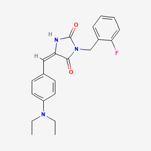 molecular formula C21H22FN3O2 B11593634 (5E)-5-[4-(diethylamino)benzylidene]-3-(2-fluorobenzyl)imidazolidine-2,4-dione 