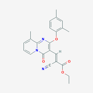 molecular formula C23H21N3O4 B11594039 ethyl (2E)-2-cyano-3-[2-(2,4-dimethylphenoxy)-9-methyl-4-oxo-4H-pyrido[1,2-a]pyrimidin-3-yl]prop-2-enoate 