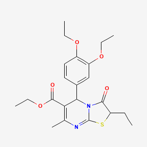 molecular formula C22H28N2O5S B11594089 ethyl 5-(3,4-diethoxyphenyl)-2-ethyl-7-methyl-3-oxo-2,3-dihydro-5H-[1,3]thiazolo[3,2-a]pyrimidine-6-carboxylate 