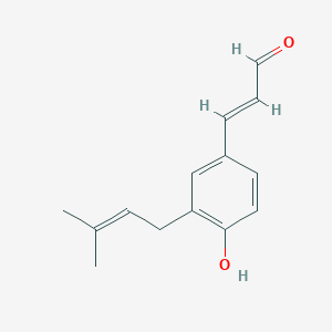 molecular formula C14H16O2 B115942 3-(4-Hydroxy-3-(3-methyl-2-butenyl)phenyl)-2-propenal CAS No. 151455-12-8