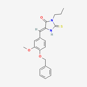 molecular formula C21H22N2O3S B11594319 (5Z)-5-[4-(benzyloxy)-3-methoxybenzylidene]-3-propyl-2-thioxoimidazolidin-4-one 