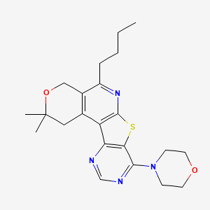 molecular formula C22H28N4O2S B11594445 8-butyl-4,4-dimethyl-13-morpholin-4-yl-5-oxa-11-thia-9,14,16-triazatetracyclo[8.7.0.02,7.012,17]heptadeca-1(10),2(7),8,12(17),13,15-hexaene 