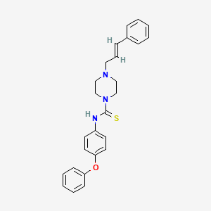 molecular formula C26H27N3OS B11594566 N-(4-phenoxyphenyl)-4-[(2E)-3-phenylprop-2-en-1-yl]piperazine-1-carbothioamide 