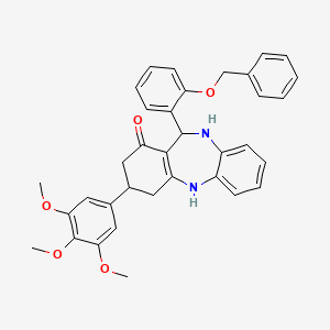 molecular formula C35H34N2O5 B11594635 11-[2-(benzyloxy)phenyl]-3-(3,4,5-trimethoxyphenyl)-2,3,4,5,10,11-hexahydro-1H-dibenzo[b,e][1,4]diazepin-1-one 