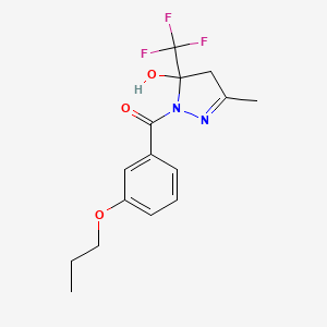 molecular formula C15H17F3N2O3 B11594874 3-methyl-1-(3-propoxybenzoyl)-5-(trifluoromethyl)-4,5-dihydro-1H-pyrazol-5-ol 
