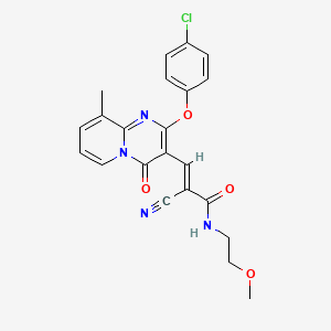 molecular formula C22H19ClN4O4 B11595056 (2E)-3-[2-(4-chlorophenoxy)-9-methyl-4-oxo-4H-pyrido[1,2-a]pyrimidin-3-yl]-2-cyano-N-(2-methoxyethyl)prop-2-enamide 