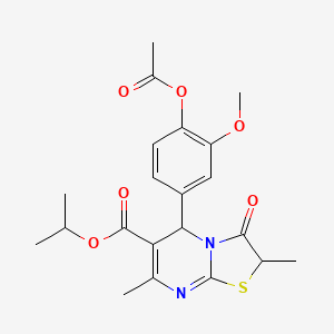molecular formula C21H24N2O6S B11595067 propan-2-yl 5-[4-(acetyloxy)-3-methoxyphenyl]-2,7-dimethyl-3-oxo-2,3-dihydro-5H-[1,3]thiazolo[3,2-a]pyrimidine-6-carboxylate 