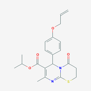 molecular formula C21H24N2O4S B11595399 propan-2-yl 8-methyl-4-oxo-6-[4-(prop-2-en-1-yloxy)phenyl]-3,4-dihydro-2H,6H-pyrimido[2,1-b][1,3]thiazine-7-carboxylate 