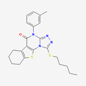 molecular formula C23H26N4OS2 B11595429 4-(3-methylphenyl)-1-(pentylsulfanyl)-6,7,8,9-tetrahydro[1]benzothieno[3,2-e][1,2,4]triazolo[4,3-a]pyrimidin-5(4H)-one 