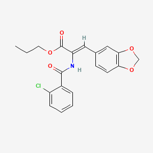 molecular formula C20H18ClNO5 B11595543 propyl (2Z)-3-(1,3-benzodioxol-5-yl)-2-{[(2-chlorophenyl)carbonyl]amino}prop-2-enoate 
