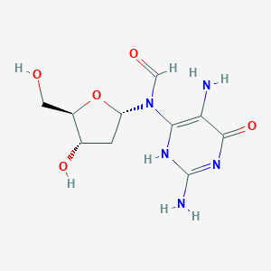 molecular formula C10H15N5O5 B115959 N-(2,5-diamino-4-oxo-1H-pyrimidin-6-yl)-N-[(2S,4S,5R)-4-hydroxy-5-(hydroxymethyl)oxolan-2-yl]formamide CAS No. 149438-16-4