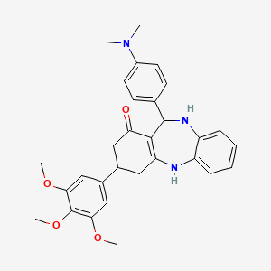 molecular formula C30H33N3O4 B11595948 11-[4-(dimethylamino)phenyl]-3-(3,4,5-trimethoxyphenyl)-2,3,4,5,10,11-hexahydro-1H-dibenzo[b,e][1,4]diazepin-1-one 