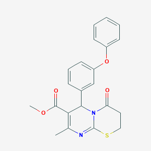 molecular formula C22H20N2O4S B11596132 methyl 8-methyl-4-oxo-6-(3-phenoxyphenyl)-3,4-dihydro-2H,6H-pyrimido[2,1-b][1,3]thiazine-7-carboxylate 