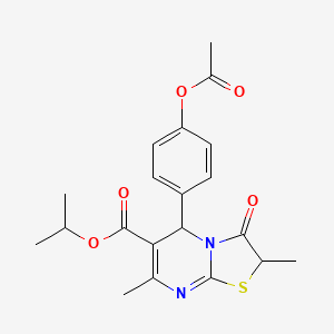molecular formula C20H22N2O5S B11596320 propan-2-yl 5-[4-(acetyloxy)phenyl]-2,7-dimethyl-3-oxo-2,3-dihydro-5H-[1,3]thiazolo[3,2-a]pyrimidine-6-carboxylate 