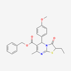 molecular formula C24H24N2O4S B11596438 benzyl 2-ethyl-5-(4-methoxyphenyl)-7-methyl-3-oxo-2,3-dihydro-5H-[1,3]thiazolo[3,2-a]pyrimidine-6-carboxylate 