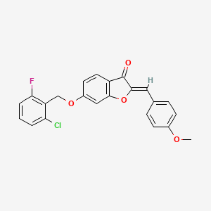 molecular formula C23H16ClFO4 B11596596 (2Z)-6-[(2-chloro-6-fluorobenzyl)oxy]-2-(4-methoxybenzylidene)-1-benzofuran-3(2H)-one 