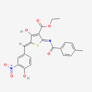 molecular formula C22H18N2O7S B11596742 ethyl (5Z)-5-(4-hydroxy-3-nitrobenzylidene)-2-{[(4-methylphenyl)carbonyl]amino}-4-oxo-4,5-dihydrothiophene-3-carboxylate 