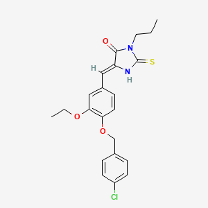 molecular formula C22H23ClN2O3S B11596867 (5Z)-5-{4-[(4-chlorobenzyl)oxy]-3-ethoxybenzylidene}-3-propyl-2-thioxoimidazolidin-4-one 