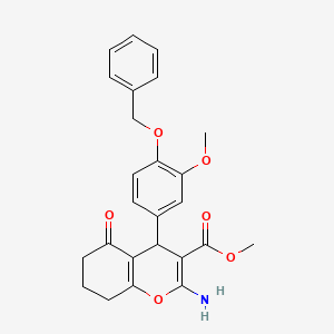 molecular formula C25H25NO6 B11597351 methyl 2-amino-4-[4-(benzyloxy)-3-methoxyphenyl]-5-oxo-5,6,7,8-tetrahydro-4H-chromene-3-carboxylate 