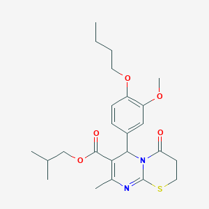 molecular formula C24H32N2O5S B11597478 isobutyl 6-(4-butoxy-3-methoxyphenyl)-8-methyl-4-oxo-3,4-dihydro-2H,6H-pyrimido[2,1-b][1,3]thiazine-7-carboxylate 