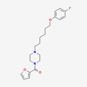 molecular formula C21H27FN2O3 B11597704 {4-[6-(4-Fluorophenoxy)hexyl]piperazin-1-yl}(furan-2-yl)methanone 
