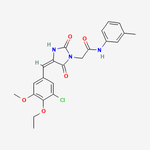 molecular formula C22H22ClN3O5 B11597718 2-[(4E)-4-(3-chloro-4-ethoxy-5-methoxybenzylidene)-2,5-dioxoimidazolidin-1-yl]-N-(3-methylphenyl)acetamide 