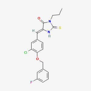molecular formula C20H18ClFN2O2S B11597751 (5Z)-5-{3-chloro-4-[(3-fluorobenzyl)oxy]benzylidene}-3-propyl-2-thioxoimidazolidin-4-one 