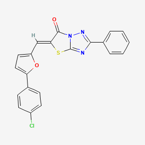 molecular formula C21H12ClN3O2S B11597908 (5Z)-5-{[5-(4-chlorophenyl)furan-2-yl]methylidene}-2-phenyl[1,3]thiazolo[3,2-b][1,2,4]triazol-6(5H)-one 