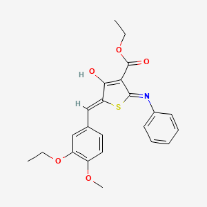 molecular formula C23H23NO5S B11598140 ethyl (5Z)-5-(3-ethoxy-4-methoxybenzylidene)-4-oxo-2-(phenylamino)-4,5-dihydrothiophene-3-carboxylate 